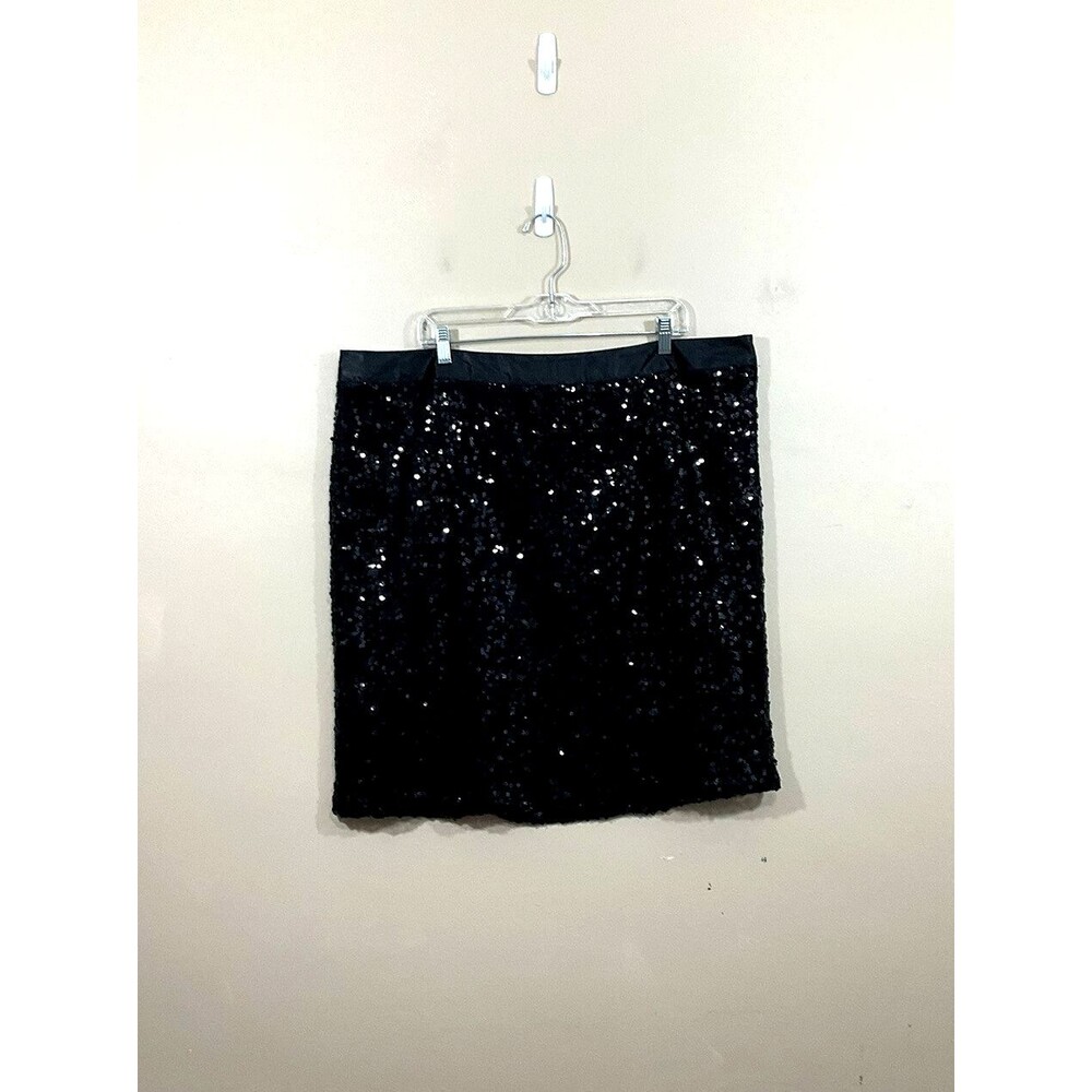Lane Bryant Sequined Pencil Skirt 22W Black Party Glam New Years Goth Indie